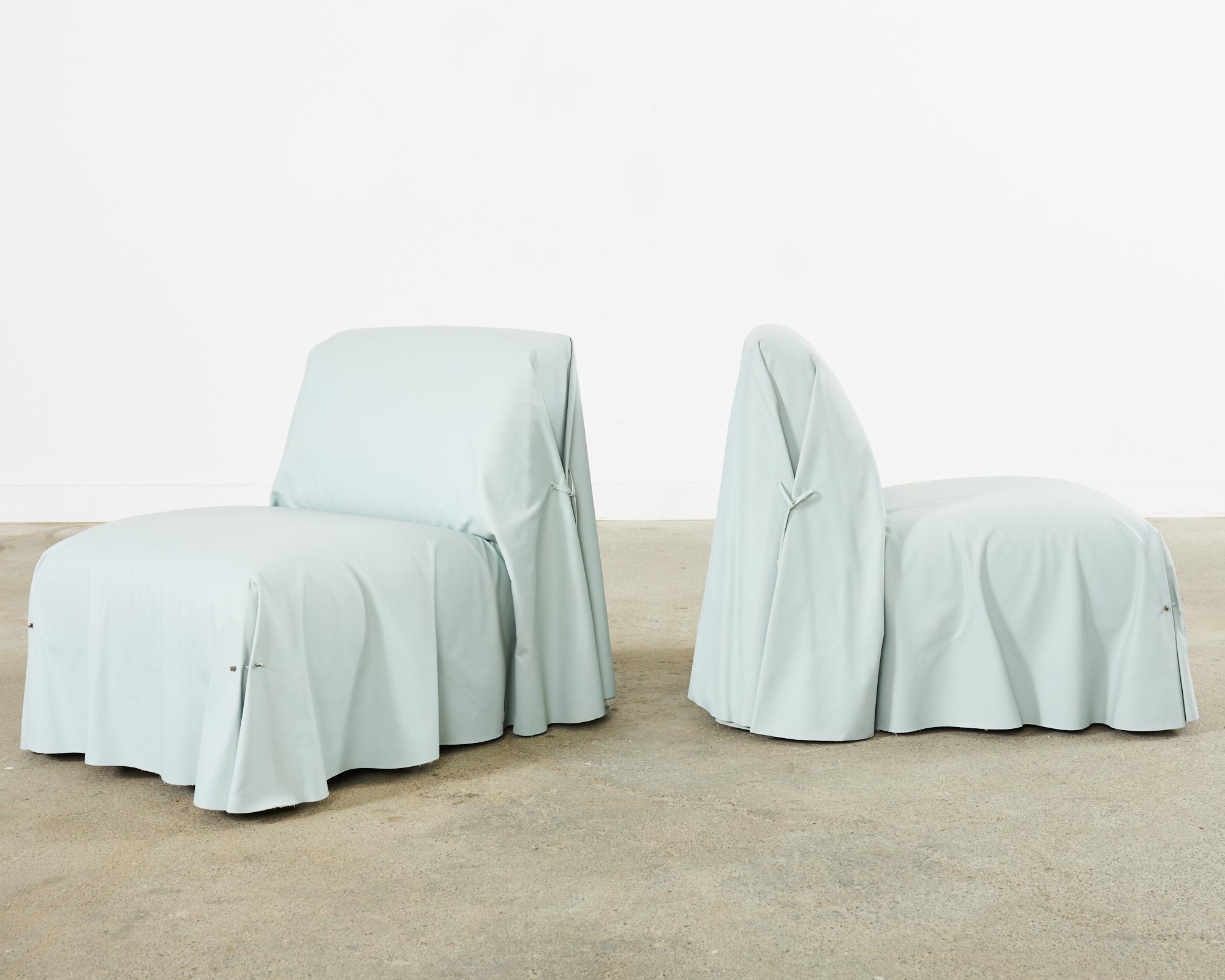 Ensemble de six chaises longues Tunica en cuir bleu Casa de Fendi  en vente 5