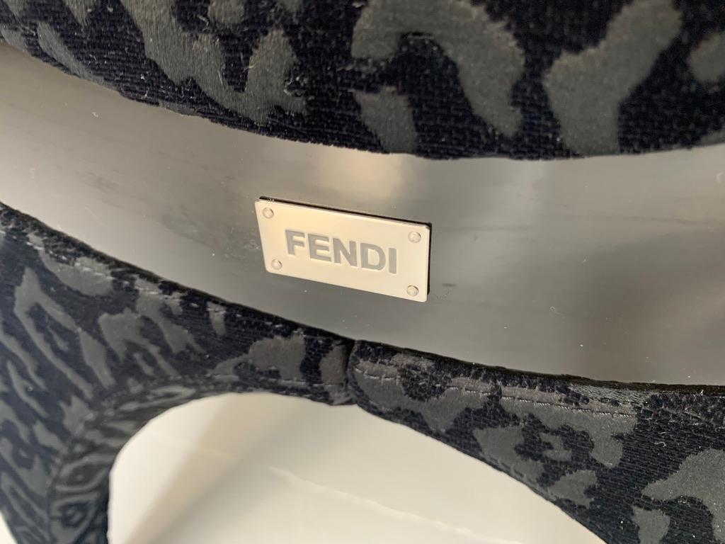 Fendi Casa Armchair - In Black Dark Grey Motif Fabric For Sale 8