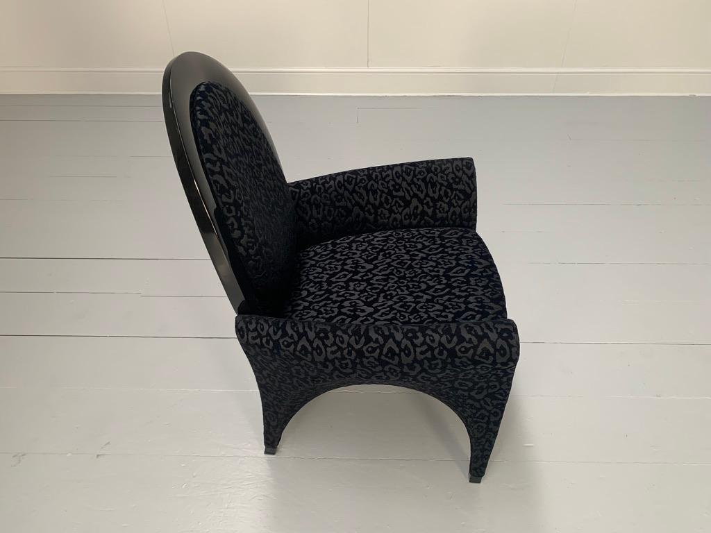 Contemporary Fendi Casa Armchair - In Black Dark Grey Motif Fabric For Sale