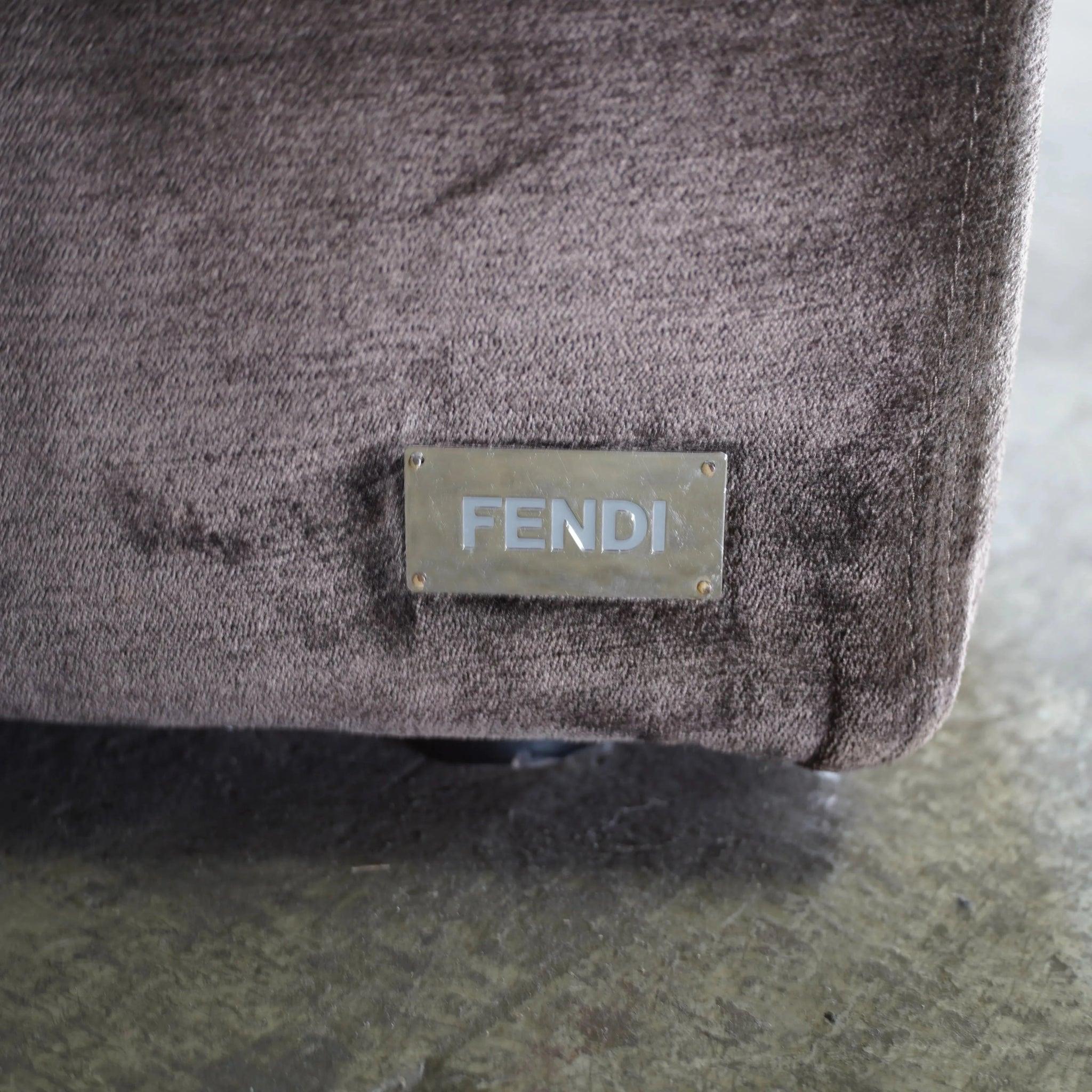 Italian Fendi Casa Brown Velvet Prestige Sofa For Sale