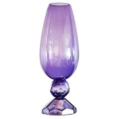 Fendi Casa Hand-blown Vetri Glass Artístico Murano Vase, Amethyst Faceted Cut
