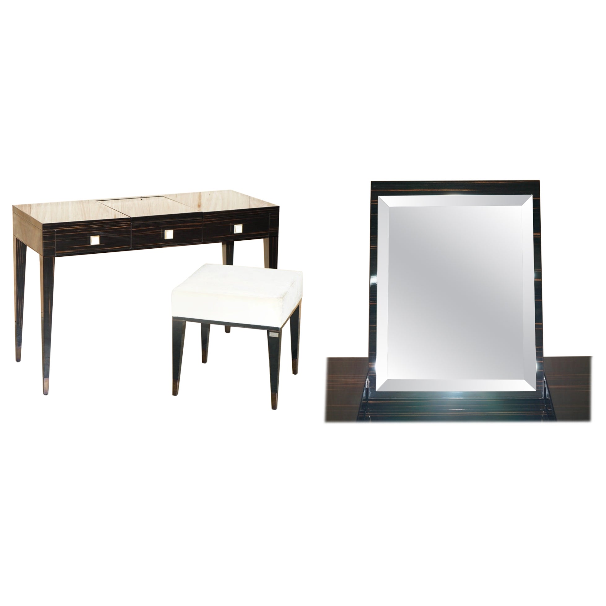 FENDI CASA ITALY MACASSAR EBONY NASCONDINO DRESSiNG TABLE & STOOL