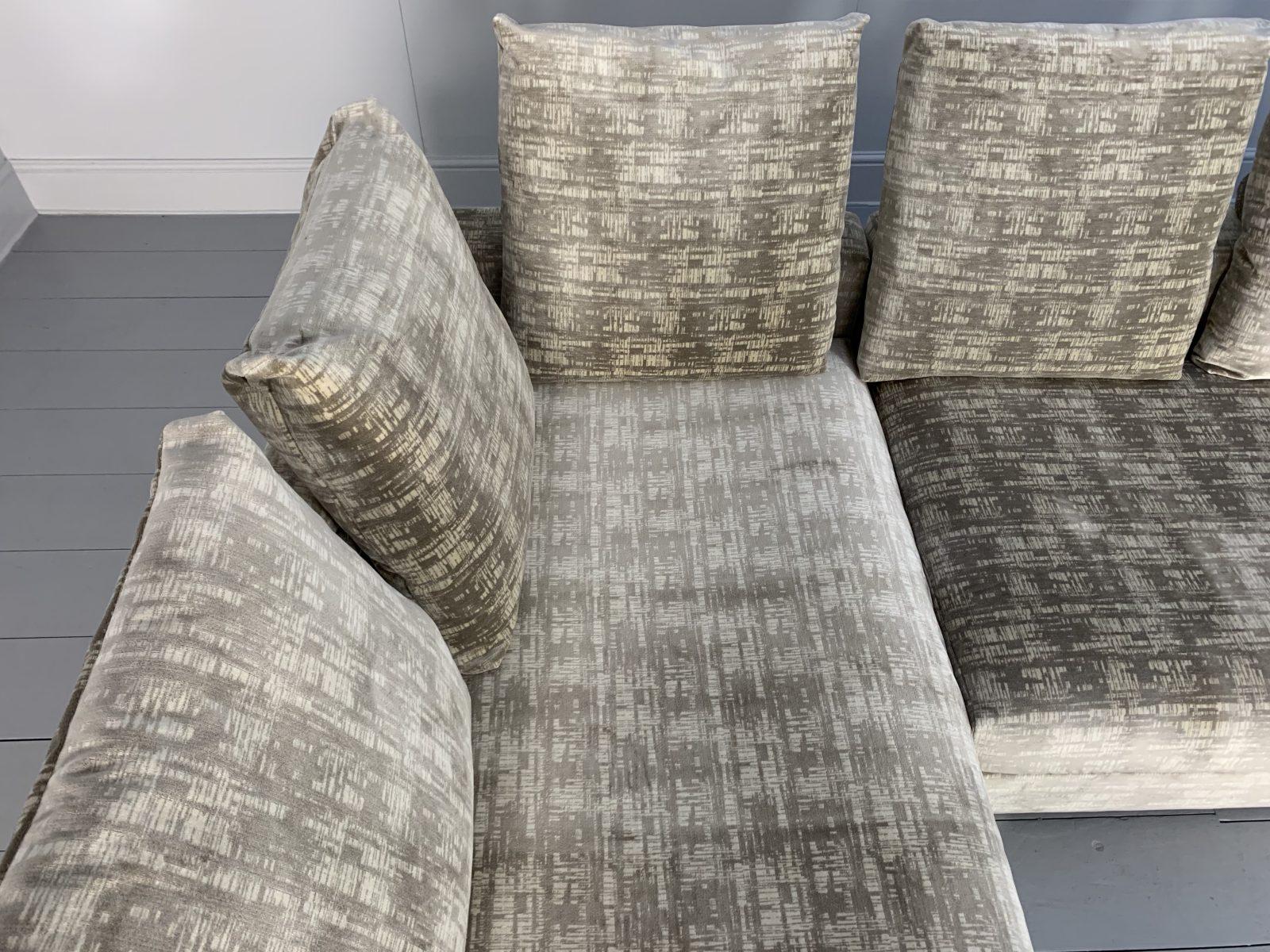 Contemporary Fendi Casa L-Shape Sofa – 6-Seat – in Patterned Velvet For Sale