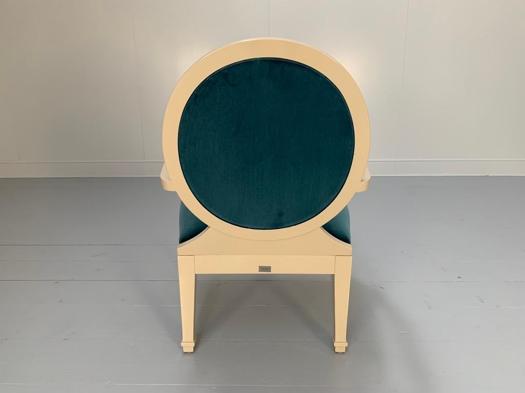 Fendi Casa Occasional/Bedroom Armchair - In Blue Velvet For Sale 8