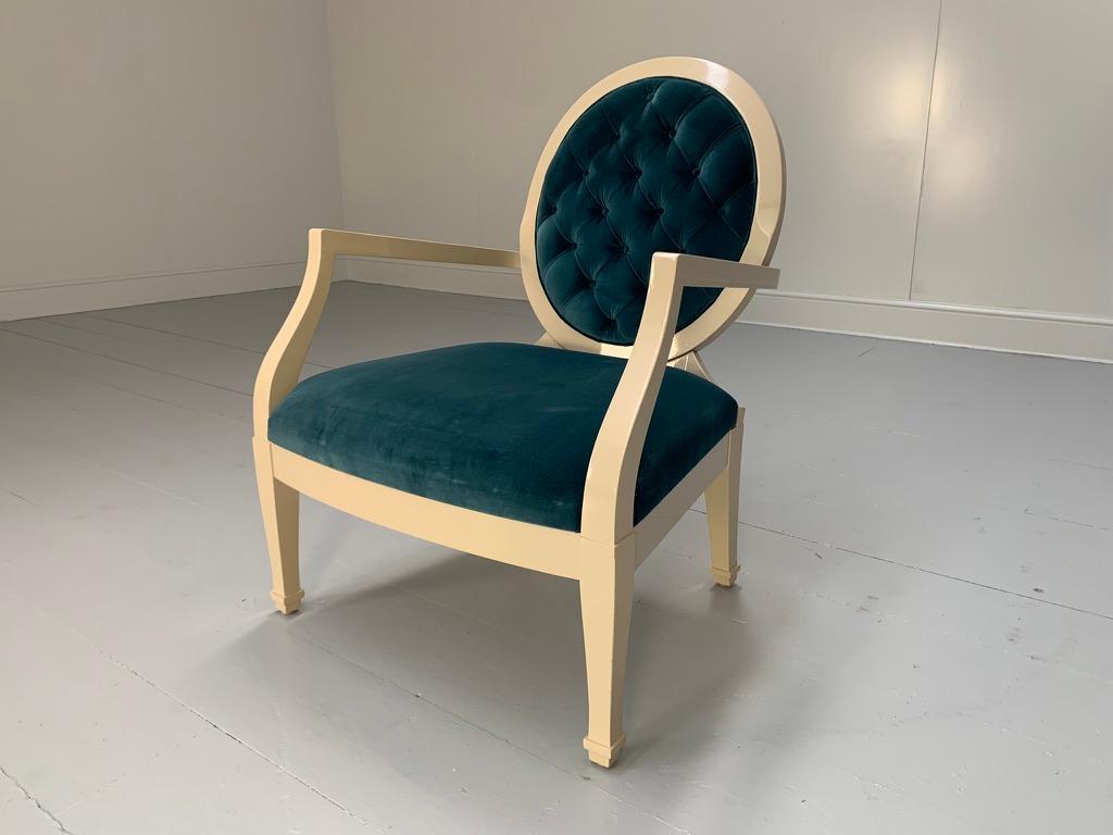 Fendi Casa Occasional/Bedroom Armchair - In Blue Velvet In Good Condition For Sale In Barrowford, GB