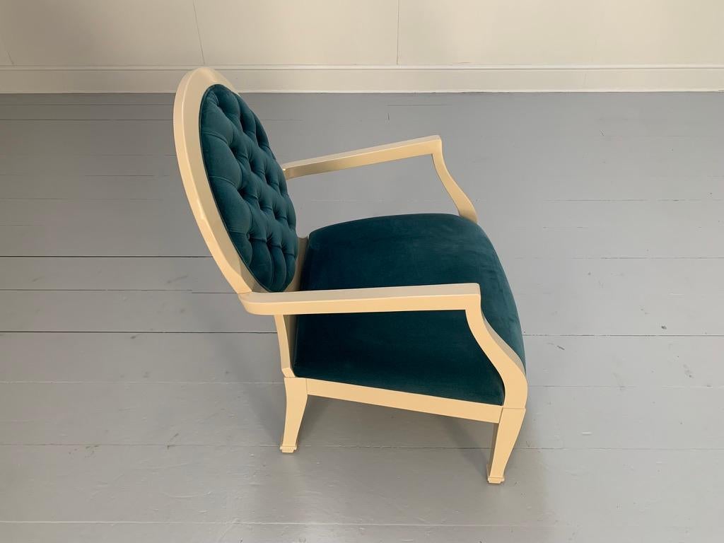 Fendi Casa Occasional/Bedroom Armchair - In Blue Velvet For Sale 1