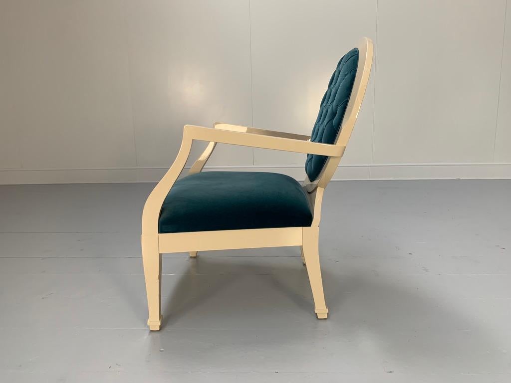 Fendi Casa Occasional/Bedroom Armchair - In Blue Velvet For Sale 3