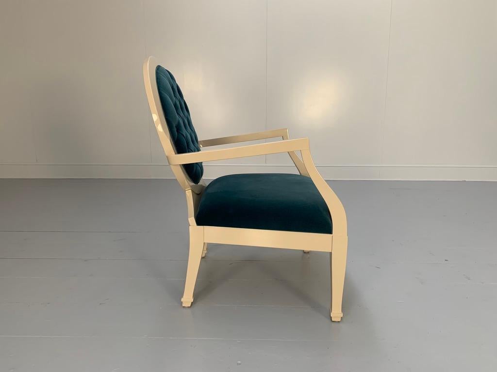 Fendi Casa Occasional/Bedroom Armchair - In Blue Velvet For Sale 4