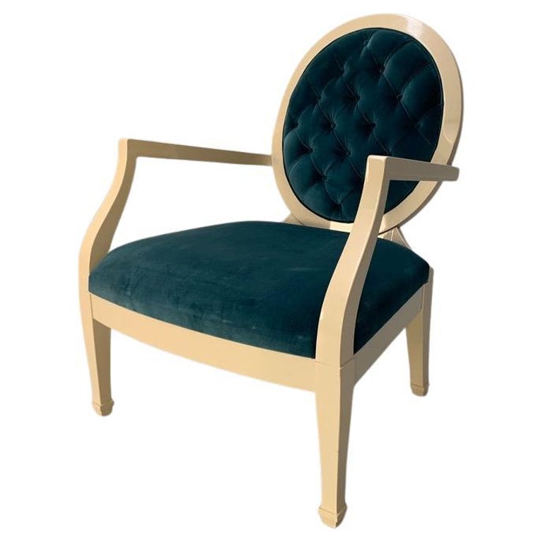 Fendi Casa Occasional/Bedroom Armchair In Blue Velvet For Sale