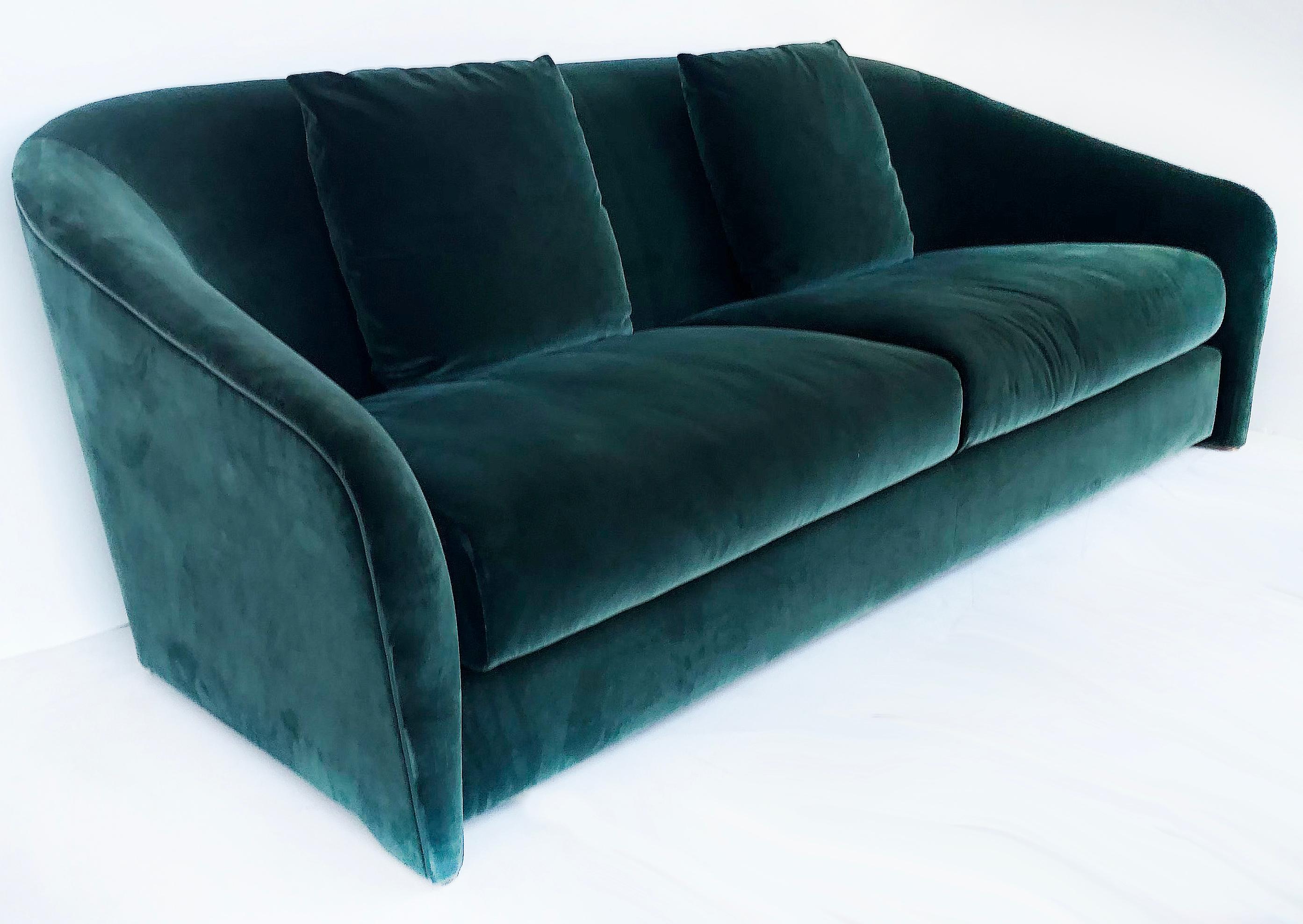 Fendi Casa OverScale Emerald Green Silk Velvet Sofa For Sale at