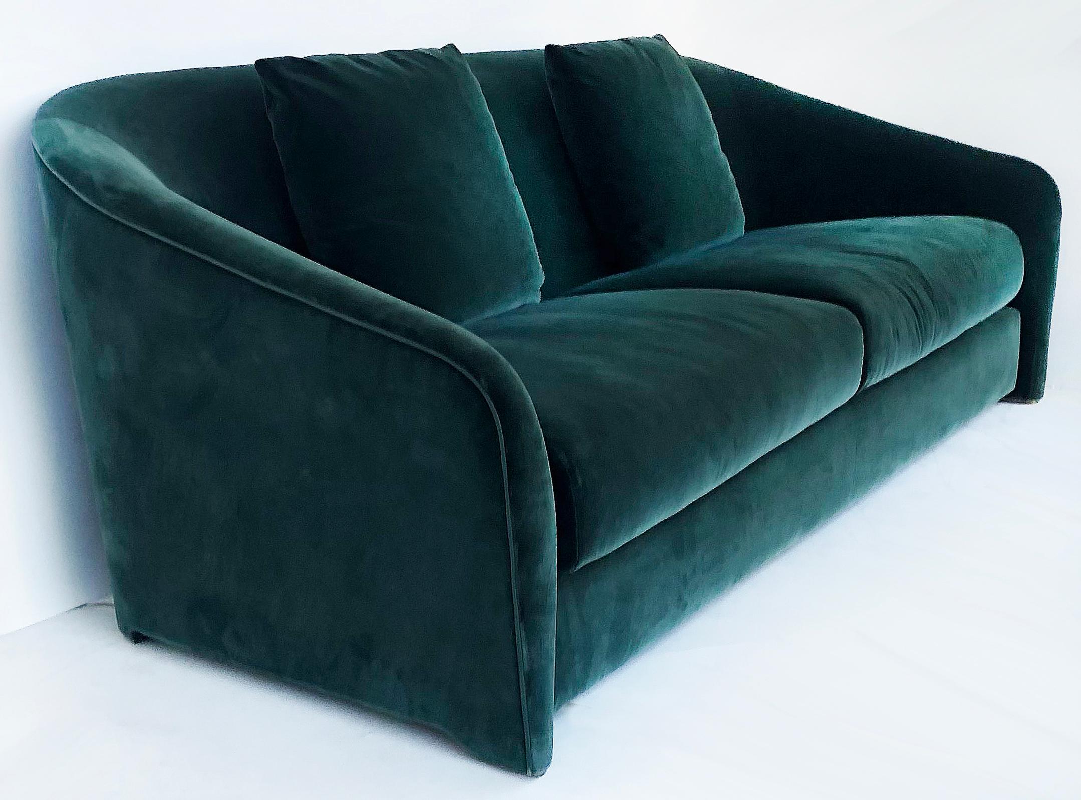 Contemporary Fendi Casa Over-Scale Emerald Green Silk Velvet Sofa
