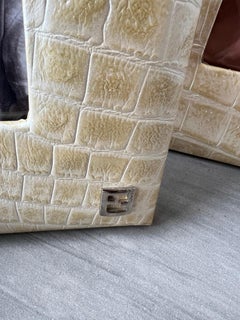 Fendi Casa Pearlized leather croc embossed golden pearl picture frame set of two