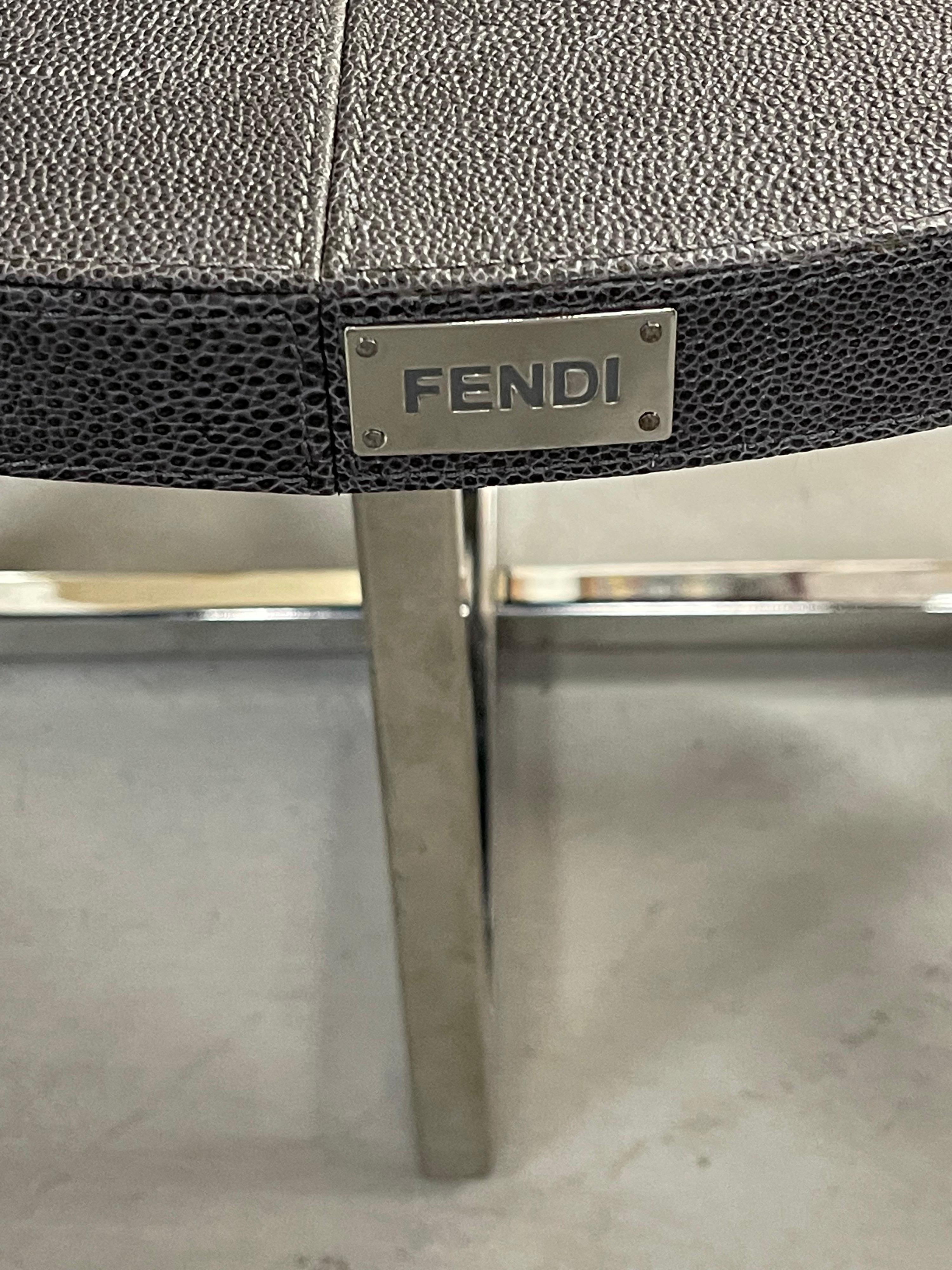 Contemporary Fendi Casa Shagreen Leather Top Table For Sale