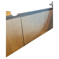 Fendi Casa Taupe Embossed Croc Leather 3 Door Buffet in Taupe Lacquer