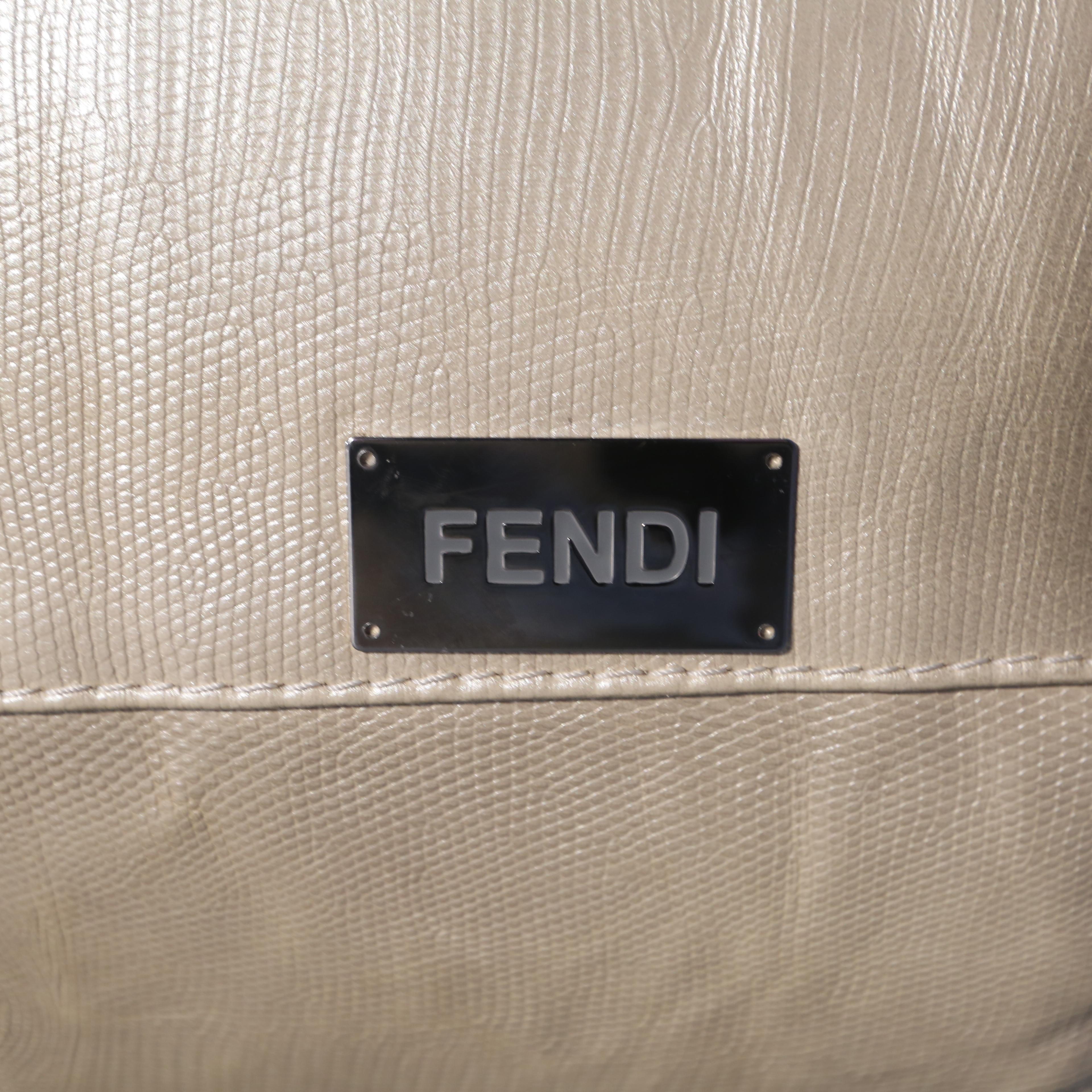 Italian Fendi Casa White Leather Eros Sofa