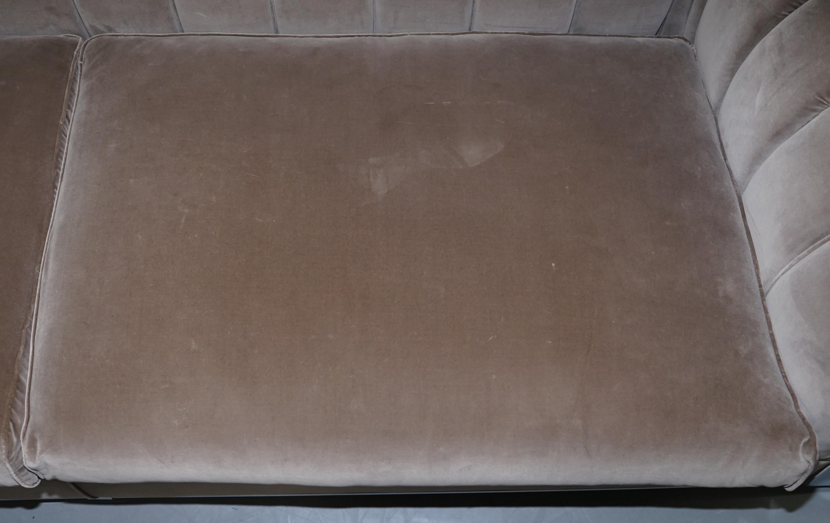 Fendi Case Minosse Grey Silk Velvet 3 to 4 Seat Sofa Chrome Panels 4