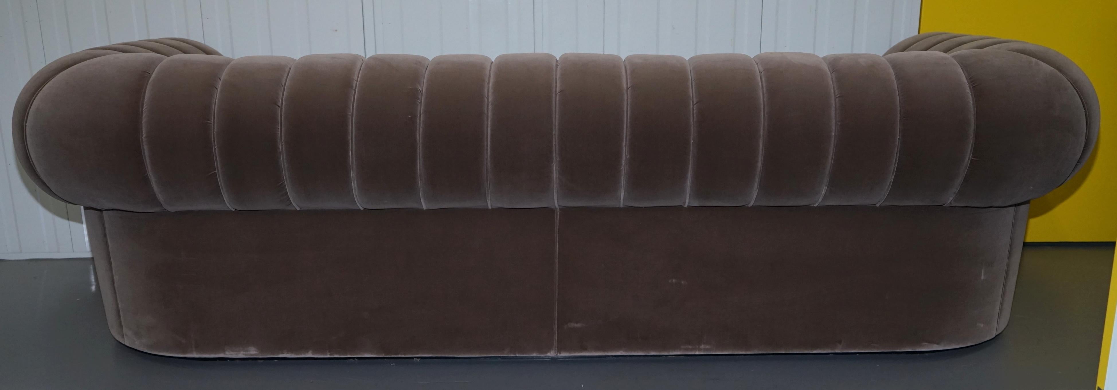 Fendi Case Minosse Grey Silk Velvet 3 to 4 Seat Sofa Chrome Panels 8