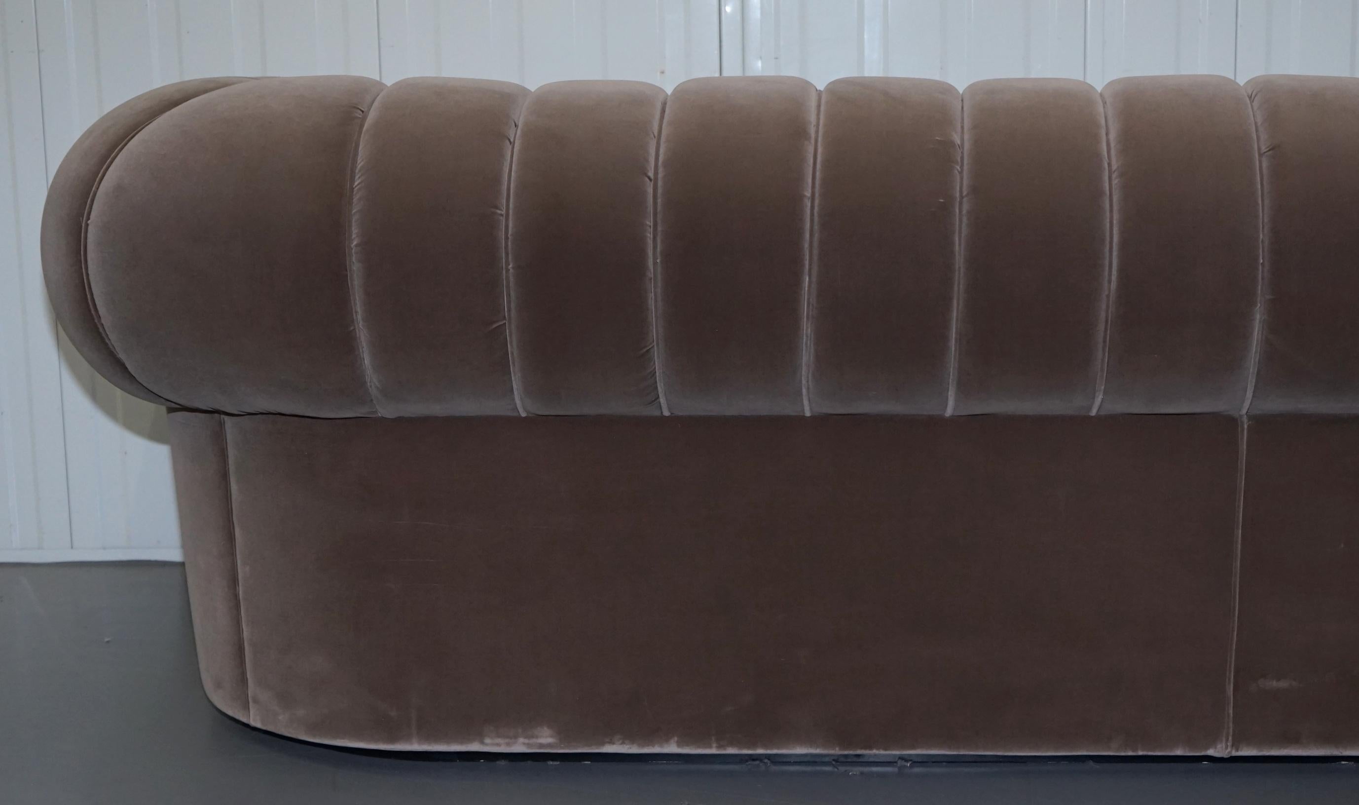 Fendi Case Minosse Grey Silk Velvet 3 to 4 Seat Sofa Chrome Panels 9