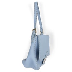 Fendi Celeste blue Roma leather SELLERIA MAMA BAGUETTE Bag