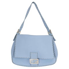 Fendi Celeste blue Roma leather SELLERIA MAMA BAGUETTE Bag