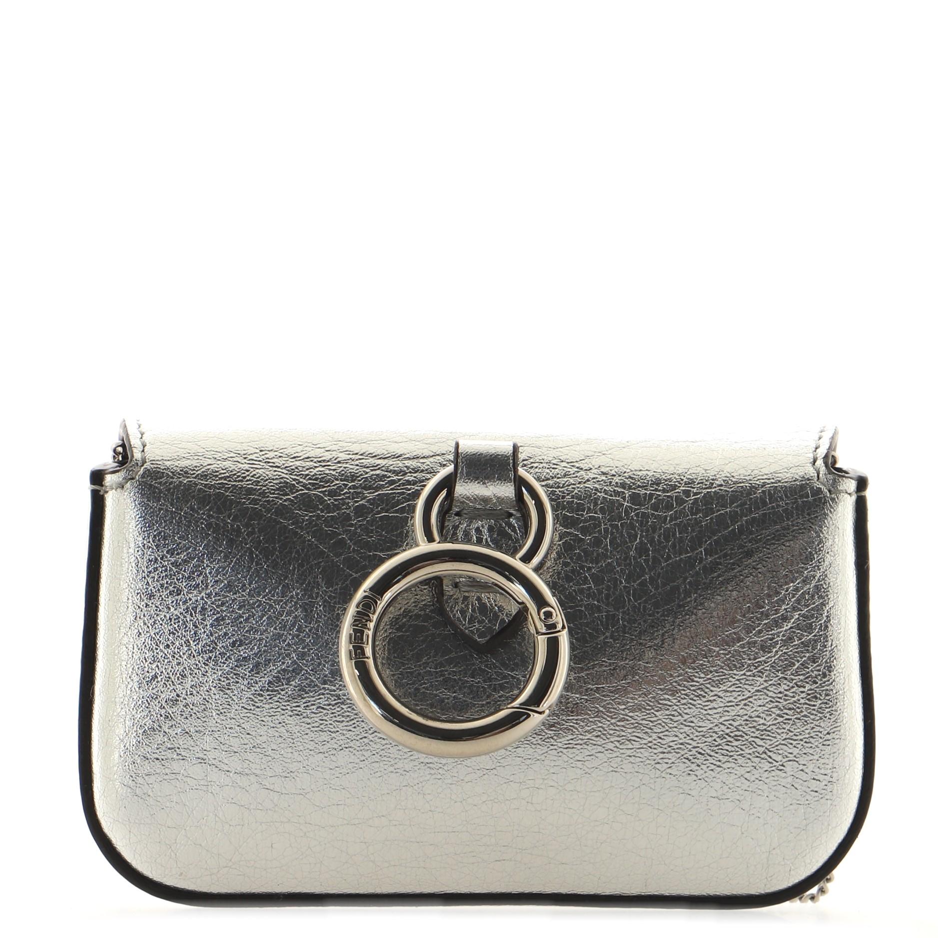 Fendi Chain Baguette Charm Bag Leather Nano In Good Condition In NY, NY