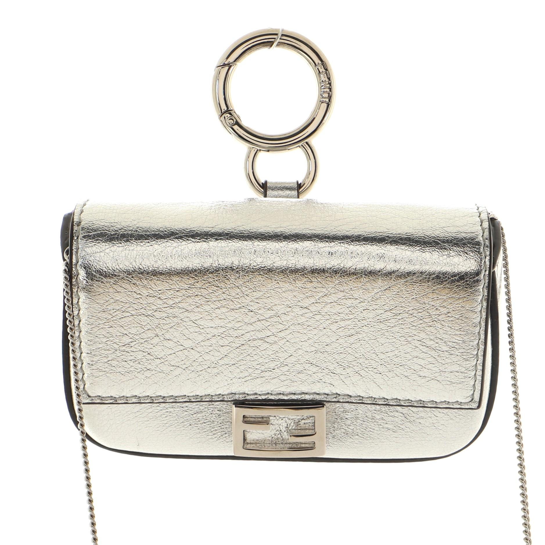 Women's or Men's Fendi Chain Baguette Charm Bag Leather Nano