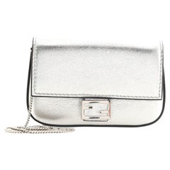 Fendi Chain Baguette Charm Bag Leather Nano
