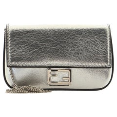 Fendi Chain Baguette Charm Bag Leather Nano