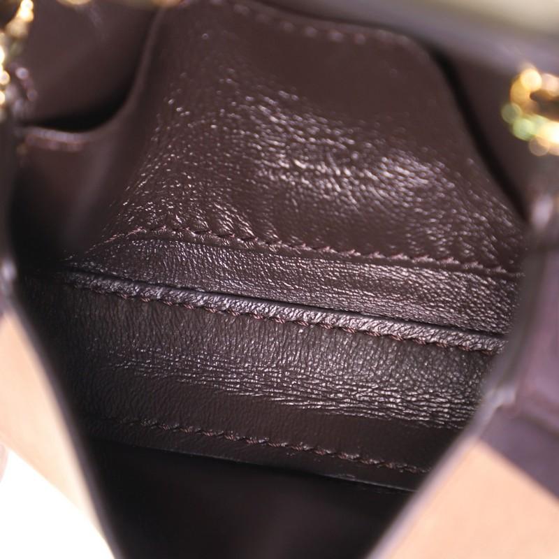 Brown Fendi Chain Baguette Charm Bag Pequin Striped Nubuck Nano