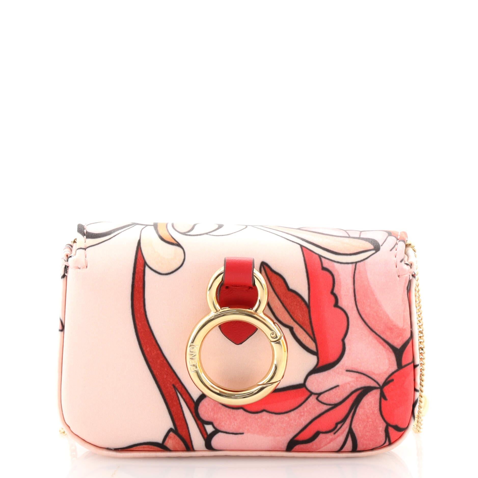 Women's or Men's Fendi Chain Baguette Charm Bag Printed Satin Nano