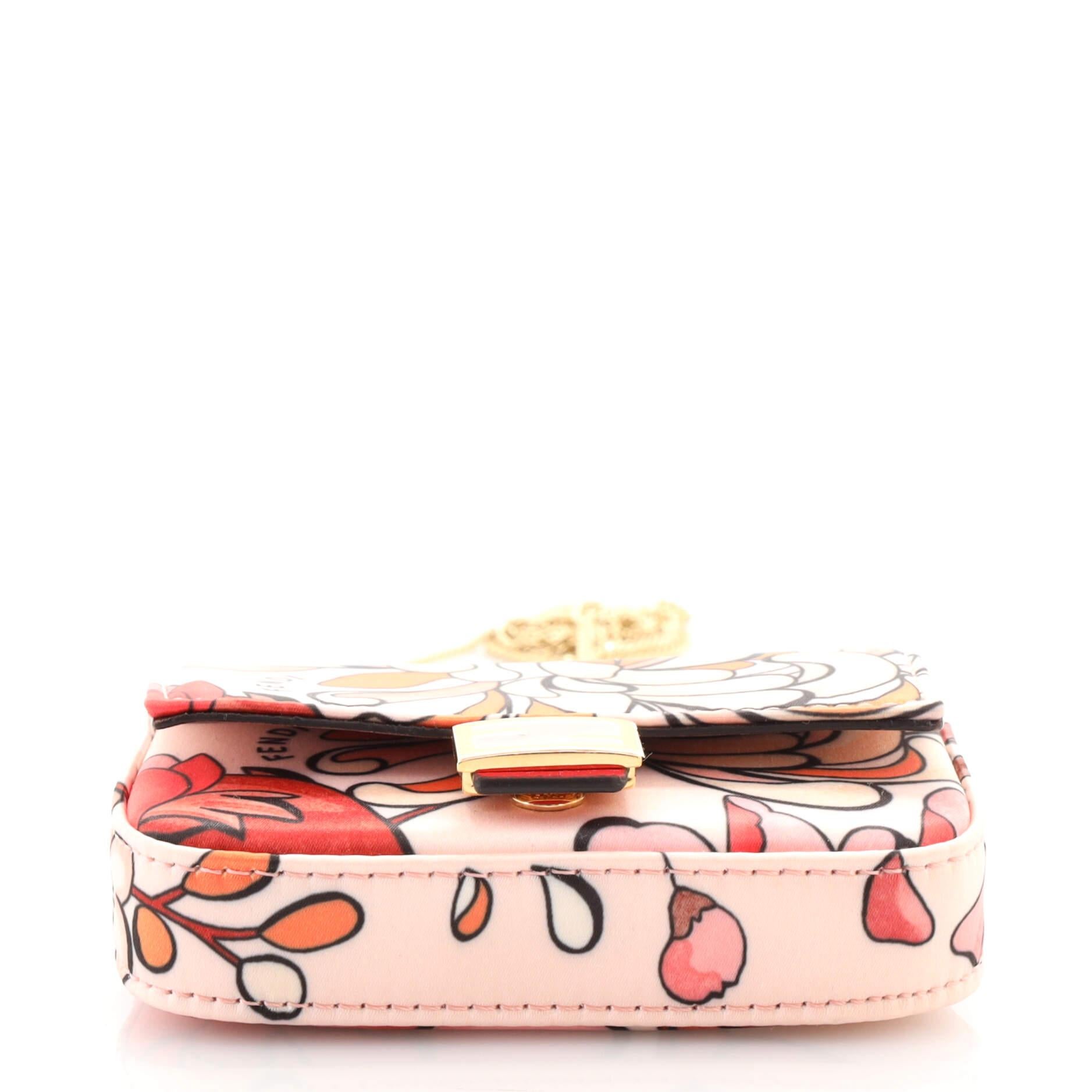 Fendi Chain Baguette Charm Bag Printed Satin Nano 1