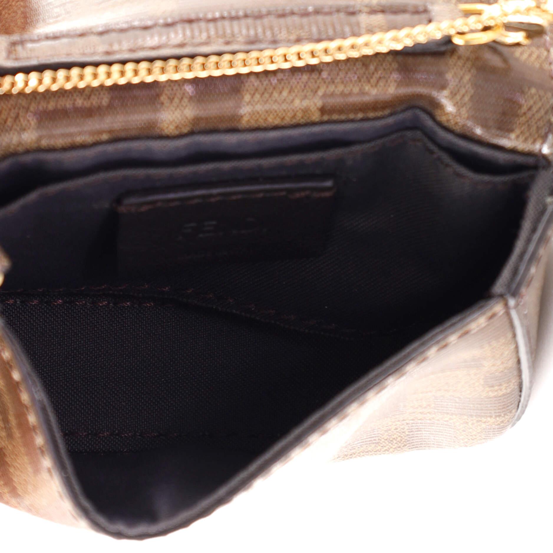 Fendi Chain Baguette Charm Bag Zucca Coated Canvas Nano 1