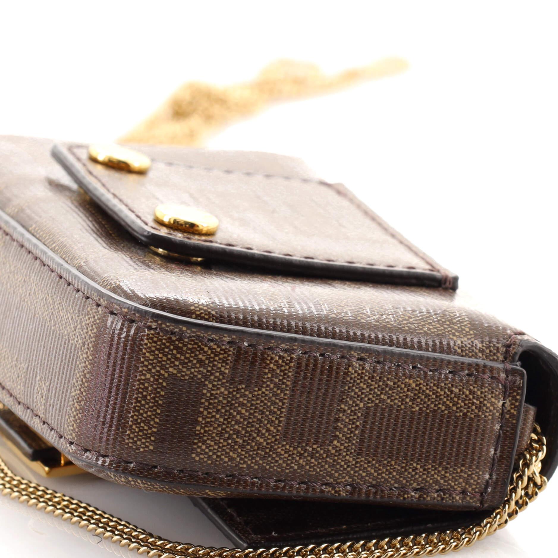 Fendi Chain Baguette Charm Bag Zucca Coated Canvas Nano 2