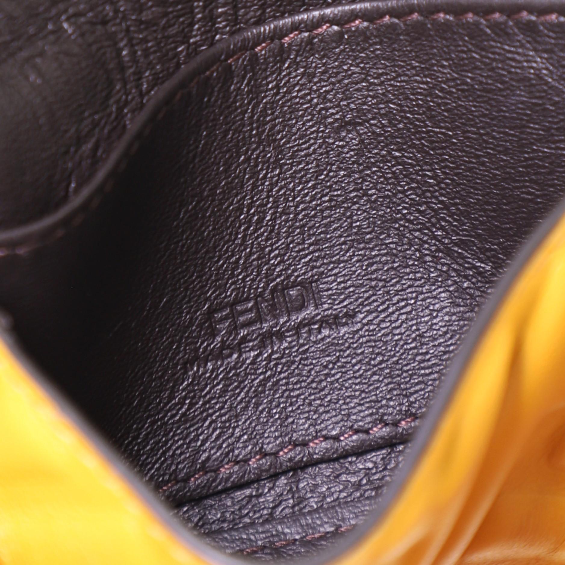 Orange Fendi Chain Baguette Charm Bag Zucca Embossed Leather Nano