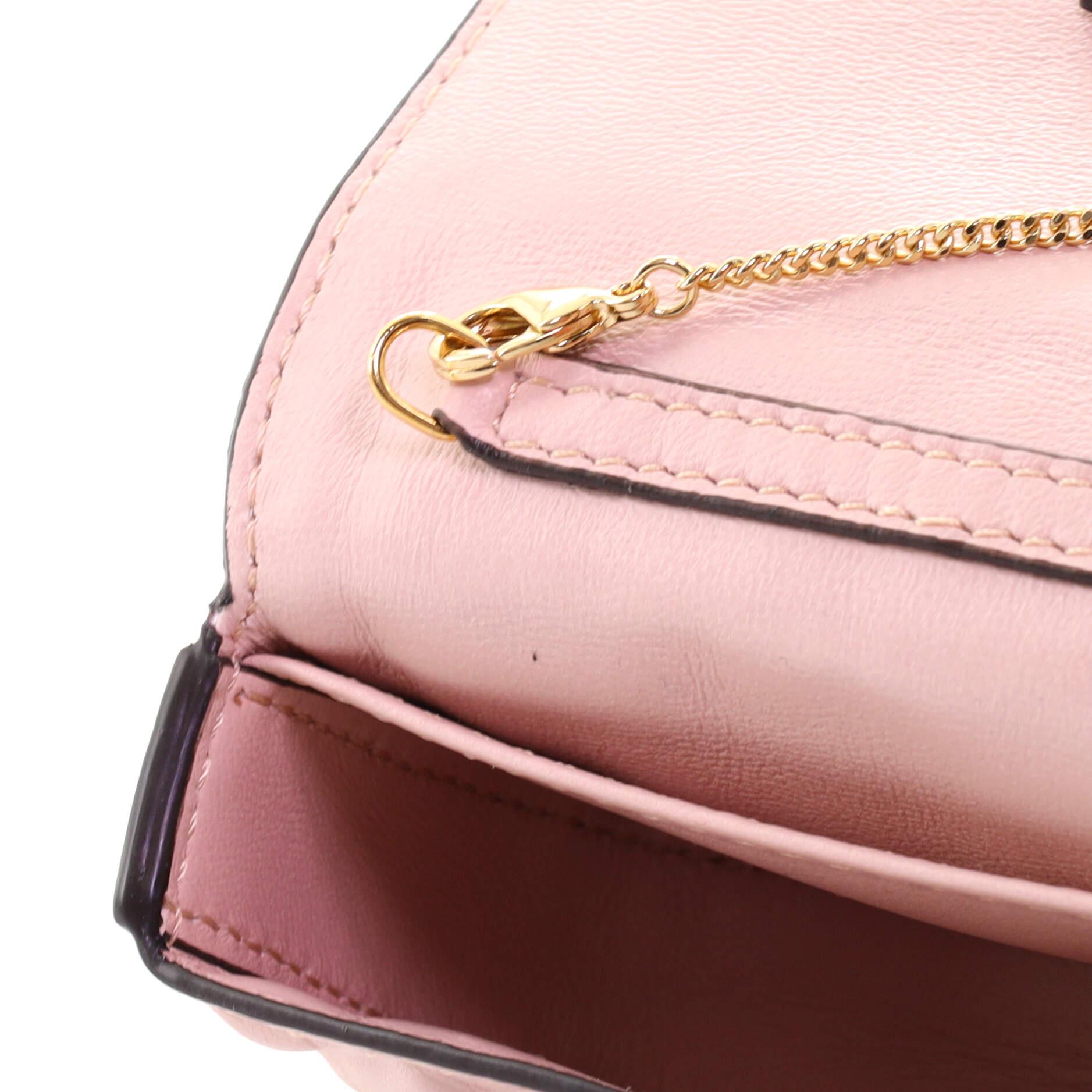 Fendi Chain Baguette Charm Bag Zucca Embossed Leather Nano 2
