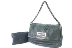Fendi Chain Flap 09fz0720 Forest Green Leather Shoulder Bag
