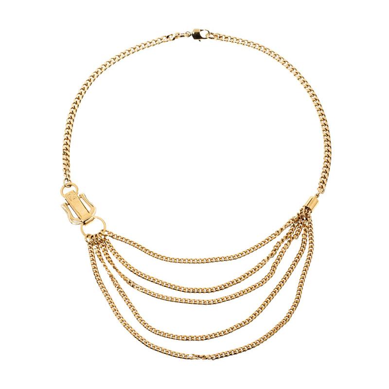 Fendi Chain Link Gold Tone Layered Necklace