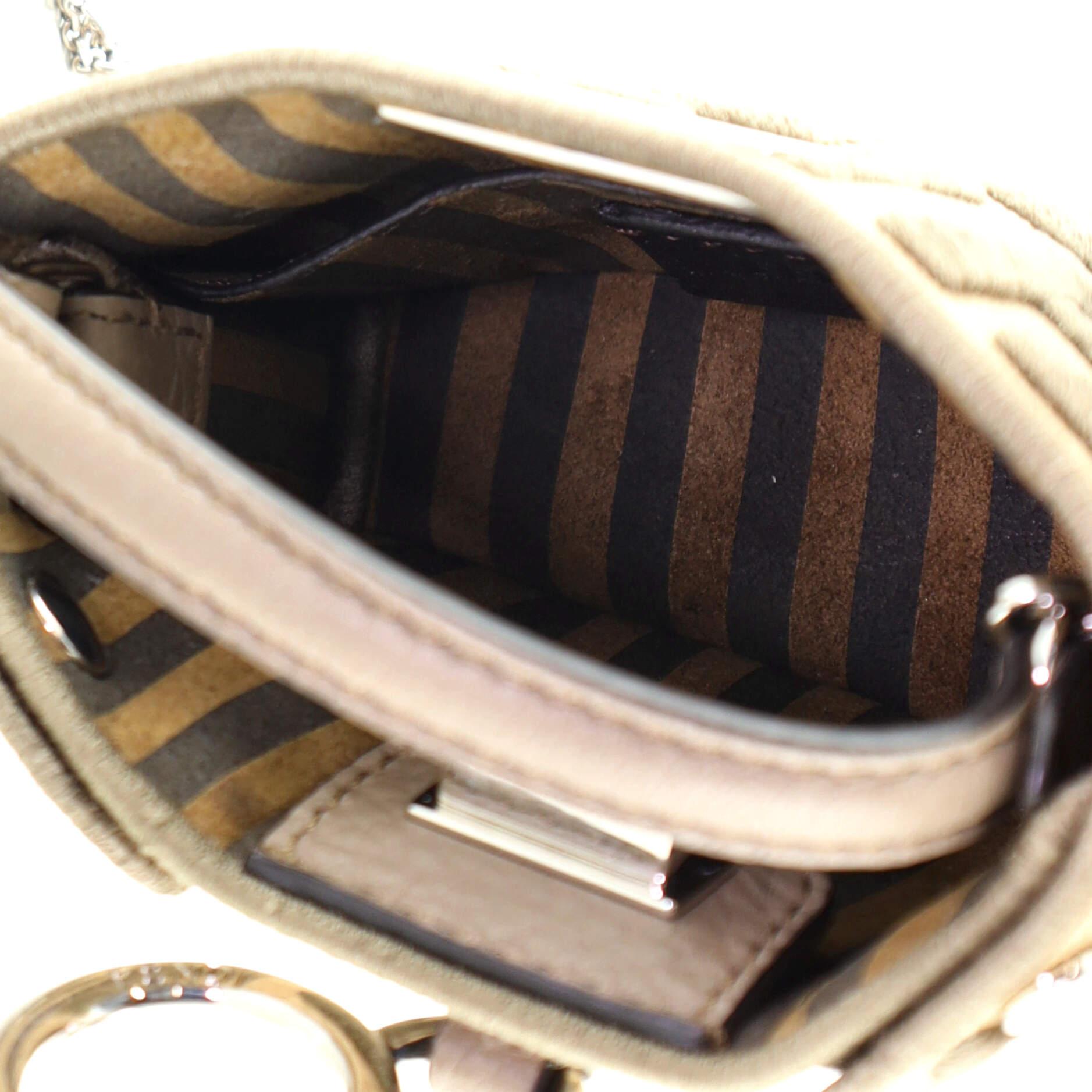 Fendi Peekaboo Charm Bag Zucca aus besticktem Segeltuch Nano mit Kette 1