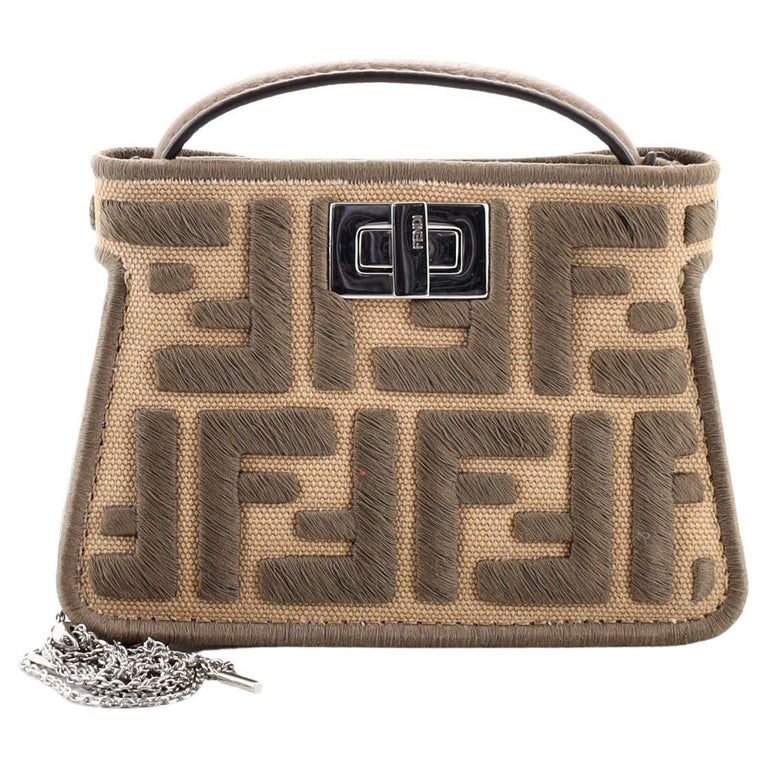 Borsa Peekaboo Fendi Peekaboo Cocco Marrone Handbag Borsa Fendi