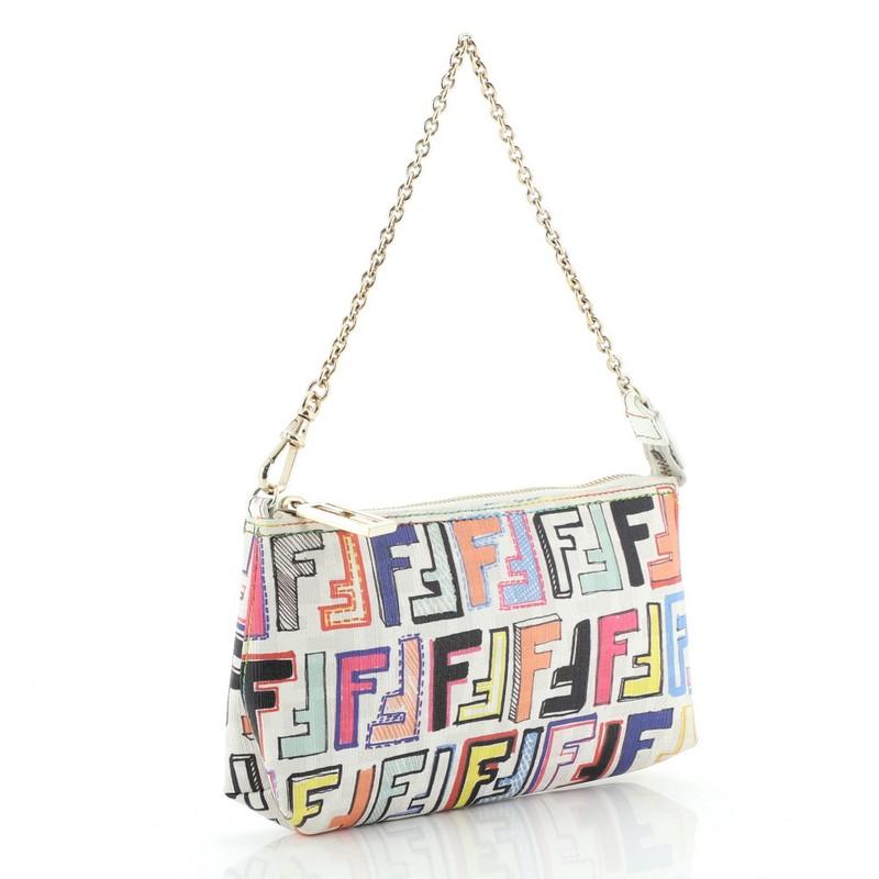 Fendi Zucca Multi Color Zucchino Small Shoulder Bag Mamma Baguette Pouchette