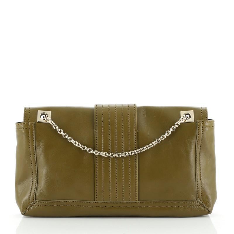 Brown Fendi Chain Strap Baguette Leather Medium