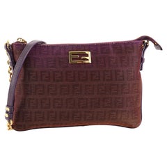 Fendi Chain Zip Flat Crossbody Bag Zucchino Canvas Small