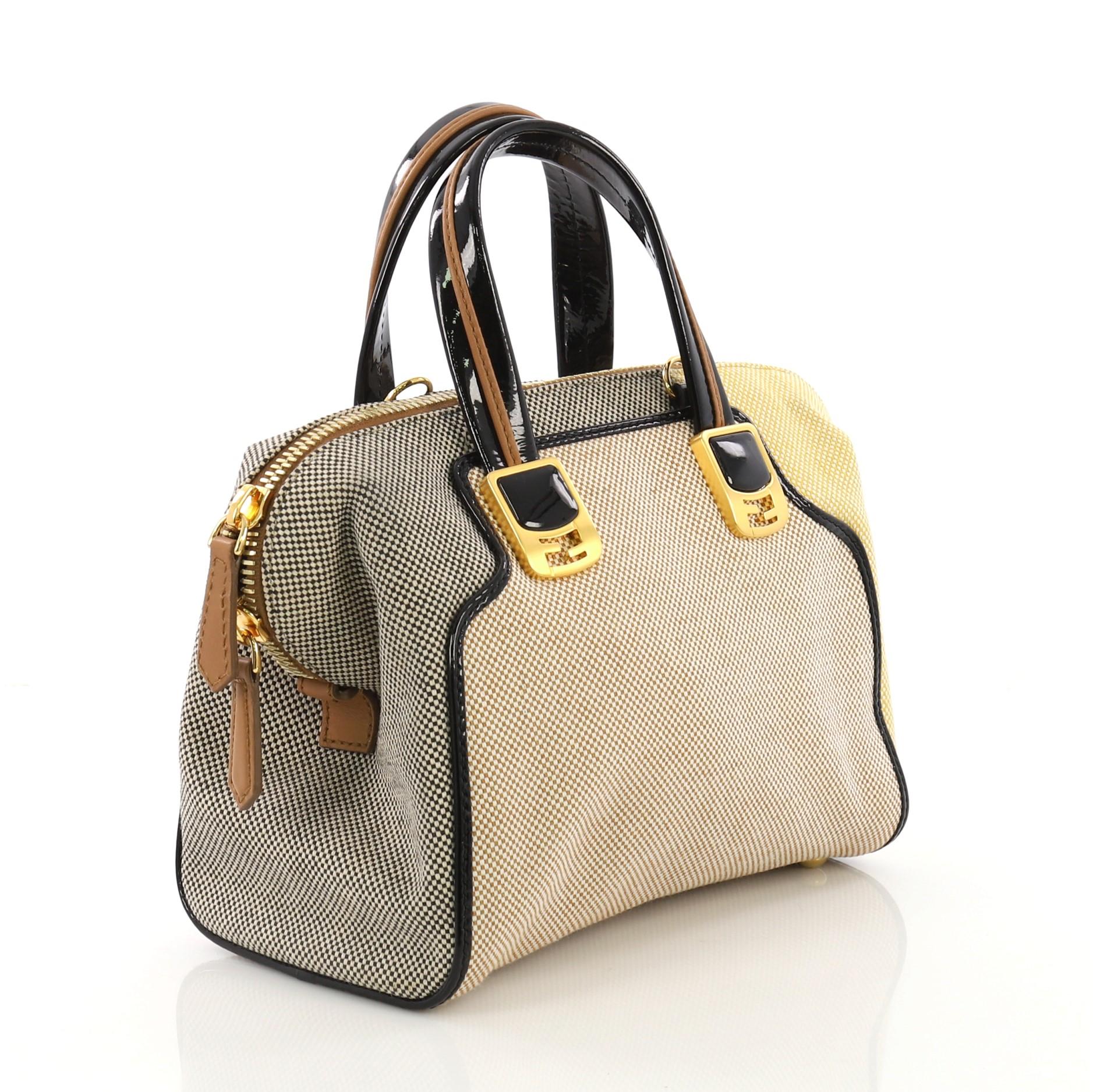 Beige Fendi Chameleon Convertible Satchel Canvas Mini