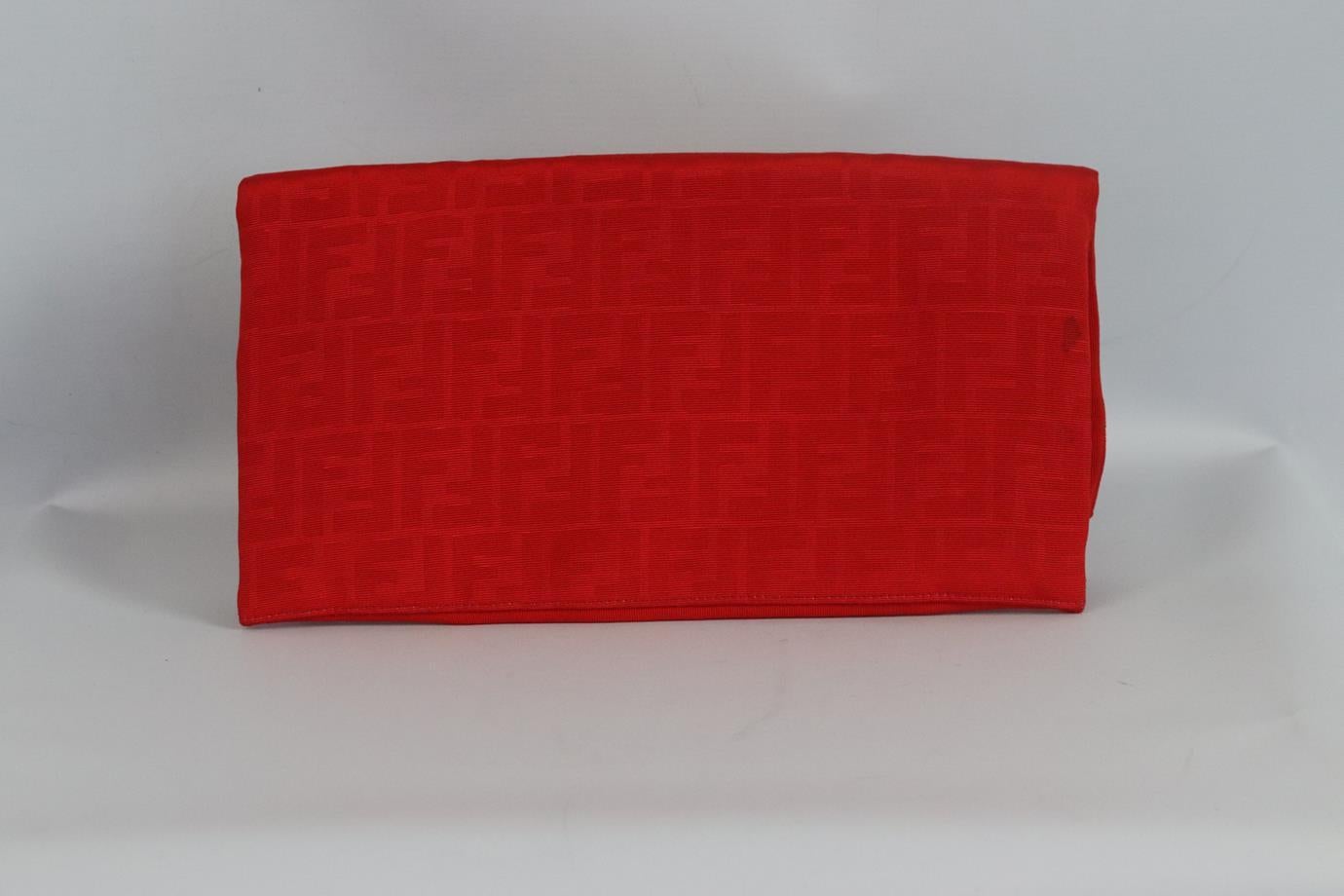 Red Fendi Chameleon Ff Jacquard Grosgrain Clutch For Sale