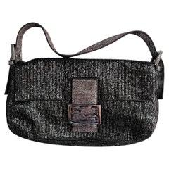 Fendi charcoal beaded baguette Fendi charcoal beaded baguette