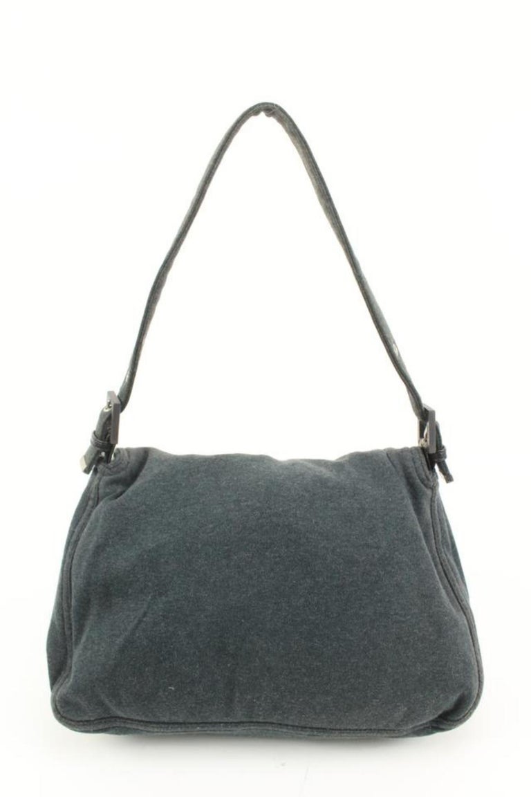 Fendi Charcoal Grey Jersey Mama Baguette Shoulder Flap 