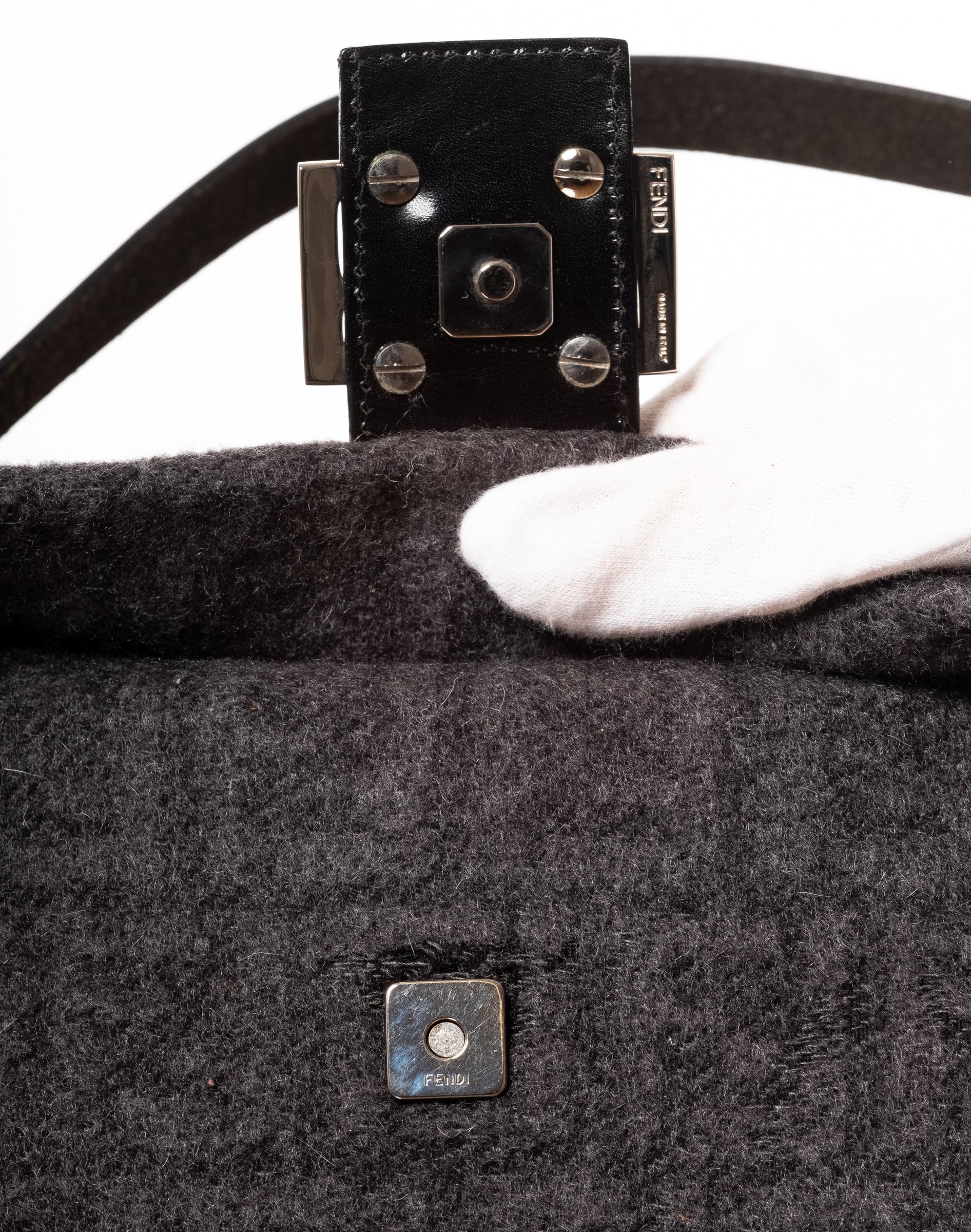 Black Fendi Charcoal Zucca Cashmere Baguette
