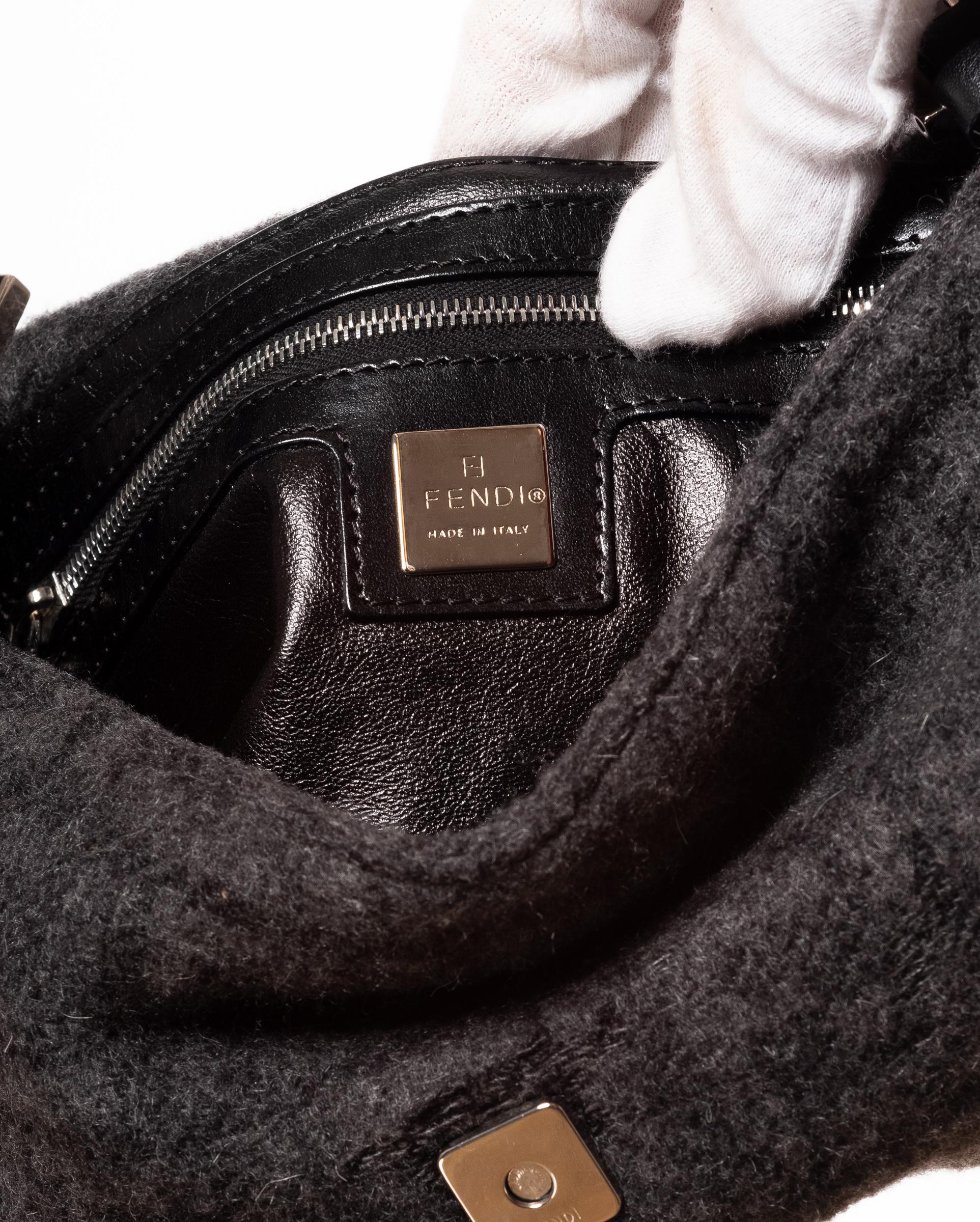 Women's or Men's Fendi Charcoal Zucca Cashmere Baguette
