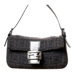 Fendi Charcoal Zucca Cashmere Baguette