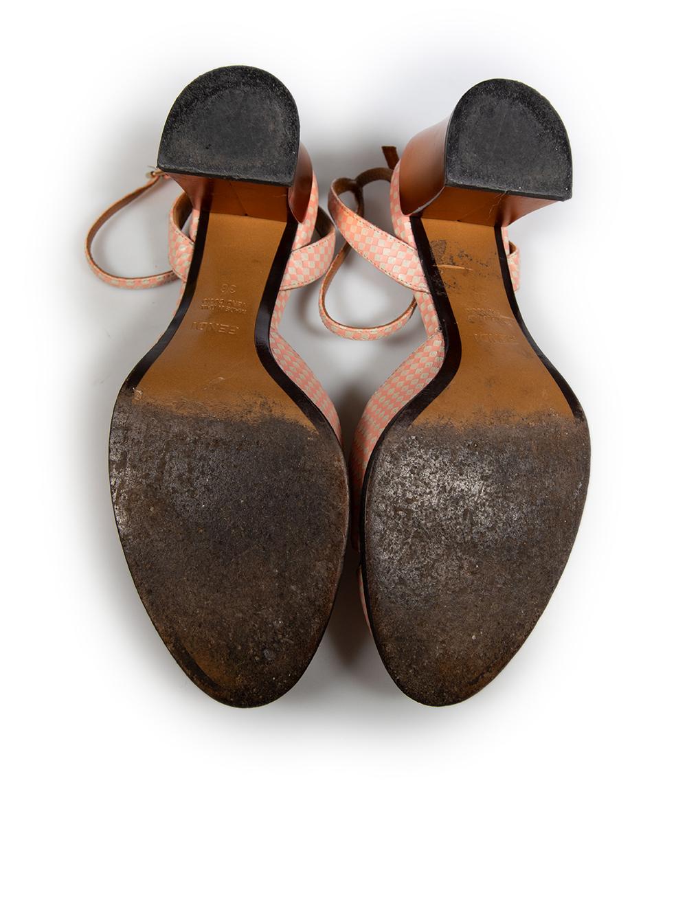 Fendi Checkered Leather Block Heel Pumps Size IT 38 In Good Condition In London, GB